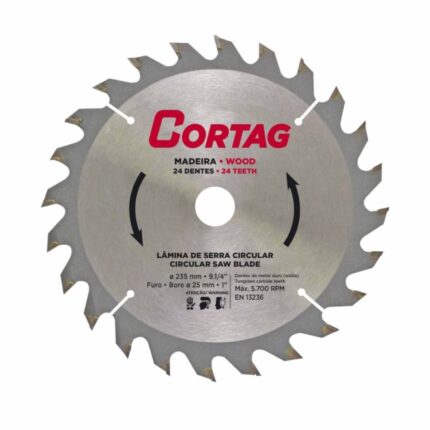 Disco Lâmina Serra Circular Para Madeira 24 Dentes 235mm X 25mm Cortag
