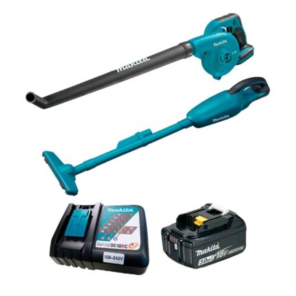 Kit 4 Itens: 1 Aspirador de Pó, 1 Soprador de Folhas, 1 Carregador Turbo, 1 Bateria 18v 3.0 Ah Kitdcl180+dub Makita
