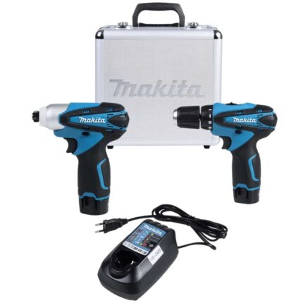 Kit 6 Itens: 1 Parafusadeira Furadeira, 1 Parafusadeira de Impacto, 2 Baterias, 1 Carregador E 1 Maleta Lct204 Makita
